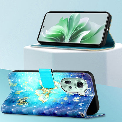 OPPO Reno11 5G Global Leather Flip Phone Case with 3D Painted Design, Card Holder, Wallet & Stand Function - Durable Protection & Easy Access