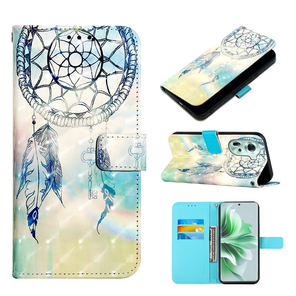OPPO Reno11 5G Global Leather Flip Phone Case with 3D Painted Design, Card Holder, Wallet & Stand Function - Durable Protection & Easy Access