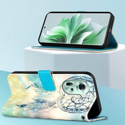 OPPO Reno11 5G Global Leather Flip Phone Case with 3D Painted Design, Card Holder, Wallet & Stand Function - Durable Protection & Easy Access