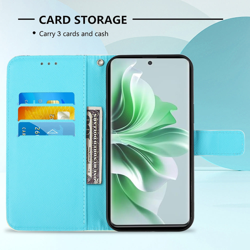 OPPO Reno11 5G Global Leather Flip Phone Case with 3D Painted Design, Card Holder, Wallet & Stand Function - Durable Protection & Easy Access