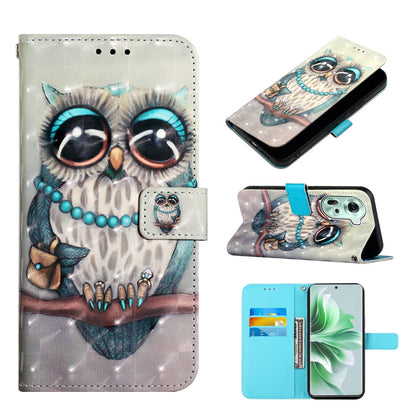 OPPO Reno11 5G Global Leather Flip Phone Case with 3D Painted Design, Card Holder, Wallet & Stand Function - Durable Protection & Easy Access