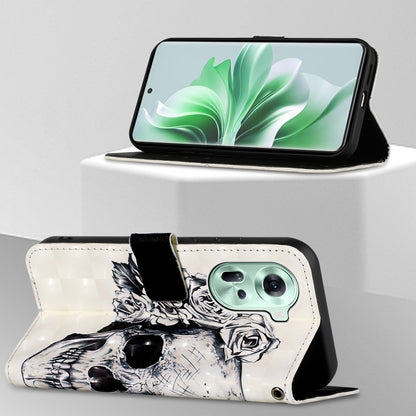 OPPO Reno11 5G Global Leather Flip Phone Case with 3D Painted Design, Card Holder, Wallet & Stand Function - Durable Protection & Easy Access