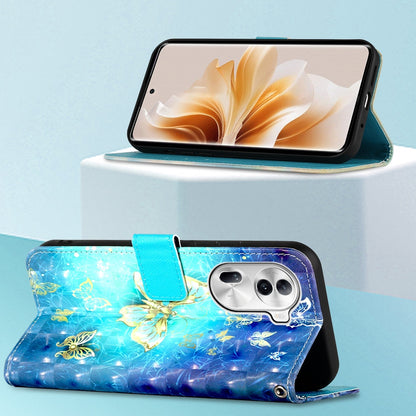 OPPO Reno11 Pro 5G Global Leather Flip Phone Case with 3D Painted Design, Card Holder, Wallet & Stand Function - Durable Protection & Easy Access