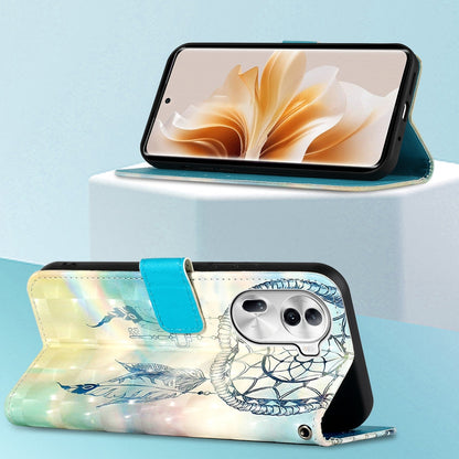 OPPO Reno11 Pro 5G Global Leather Flip Phone Case with 3D Painted Design, Card Holder, Wallet & Stand Function - Durable Protection & Easy Access