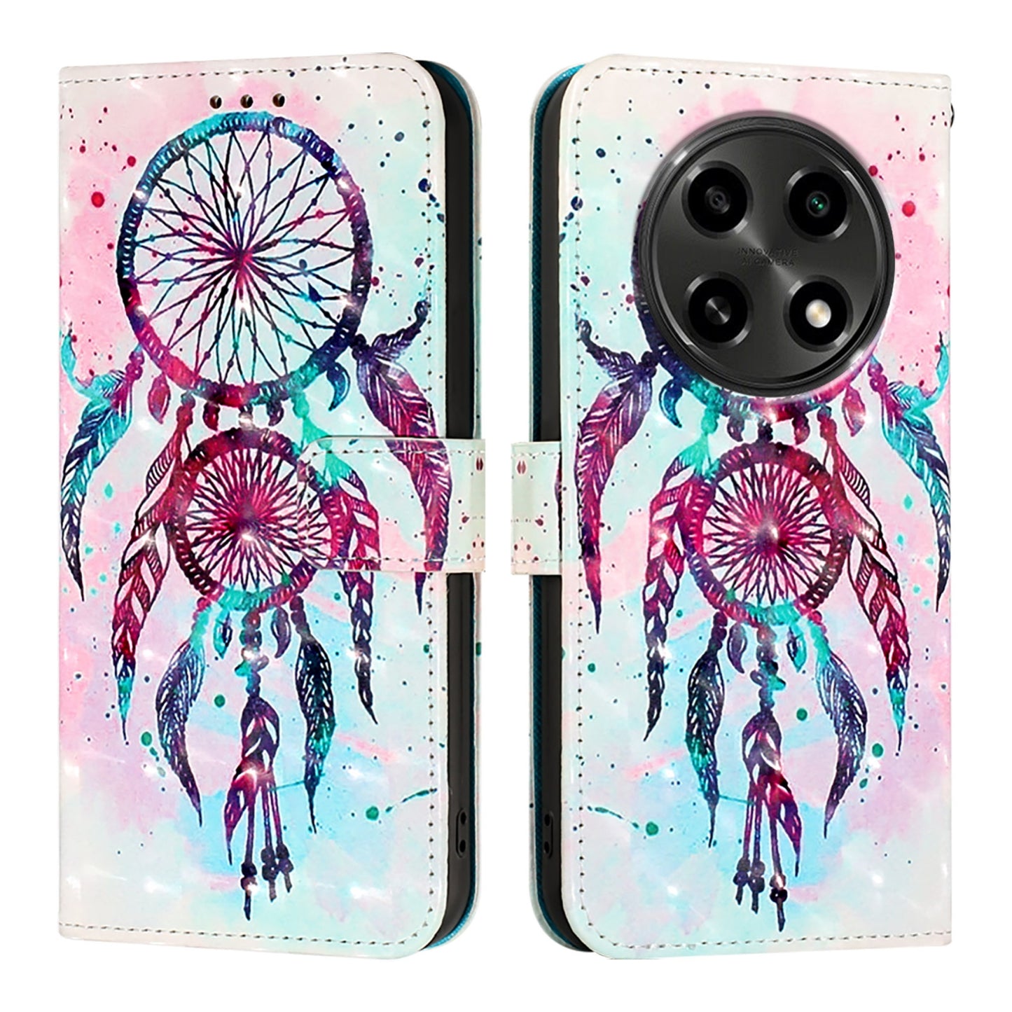 OPPO A3 Pro 5G Leather Flip Phone Case with 3D Painted Design, Card Holder, Wallet & Stand Function - Durable Protection & Easy Access