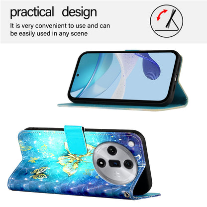 OPPO Find X7 Leather Flip Phone Case with 3D Painted Design, Card Holder, Wallet & Stand Function - Durable Protection & Easy Access