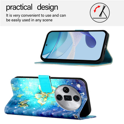 OPPO Find X7 Ultra Leather Flip Phone Case with 3D Painted Design, Card Holder, Wallet & Stand Function - Durable Protection & Easy Access