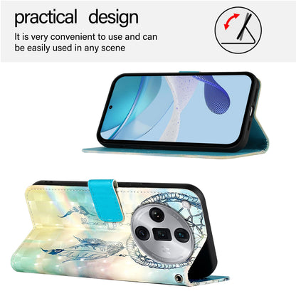 OPPO Find X7 Ultra Leather Flip Phone Case with 3D Painted Design, Card Holder, Wallet & Stand Function - Durable Protection & Easy Access