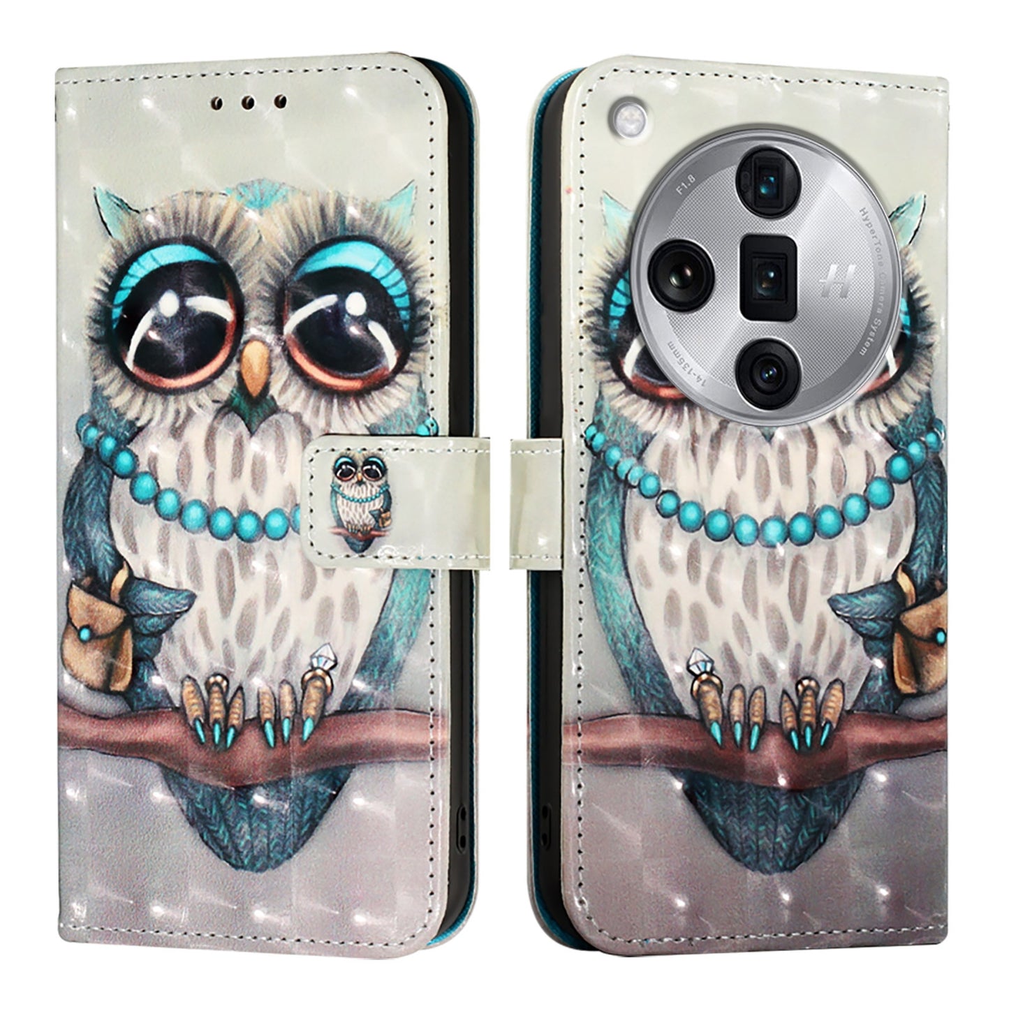 OPPO Find X7 Ultra Leather Flip Phone Case with 3D Painted Design, Card Holder, Wallet & Stand Function - Durable Protection & Easy Access