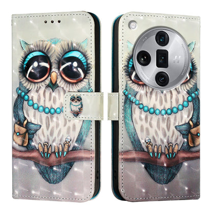 OPPO Find X7 Ultra Leather Flip Phone Case with 3D Painted Design, Card Holder, Wallet & Stand Function - Durable Protection & Easy Access