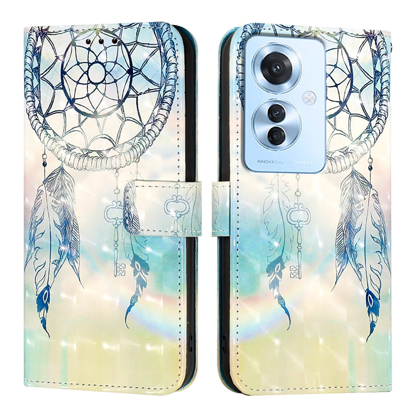 OPPO Reno 11F 5G Global Leather Flip Phone Case with 3D Painted Design, Card Holder, Wallet & Stand Function - Durable Protection & Easy Access