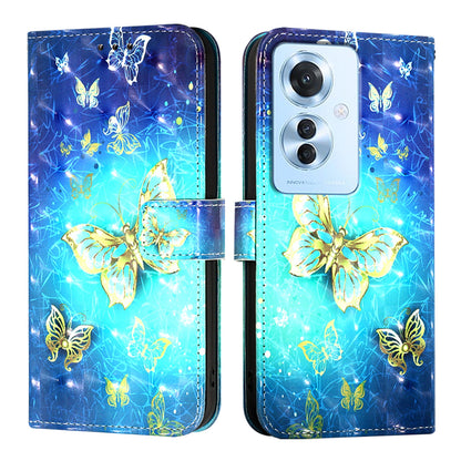 OPPO F25 Pro 5G India Leather Flip Phone Case with 3D Painted Design, Card Holder, Wallet & Stand Function - Durable Protection & Easy Access