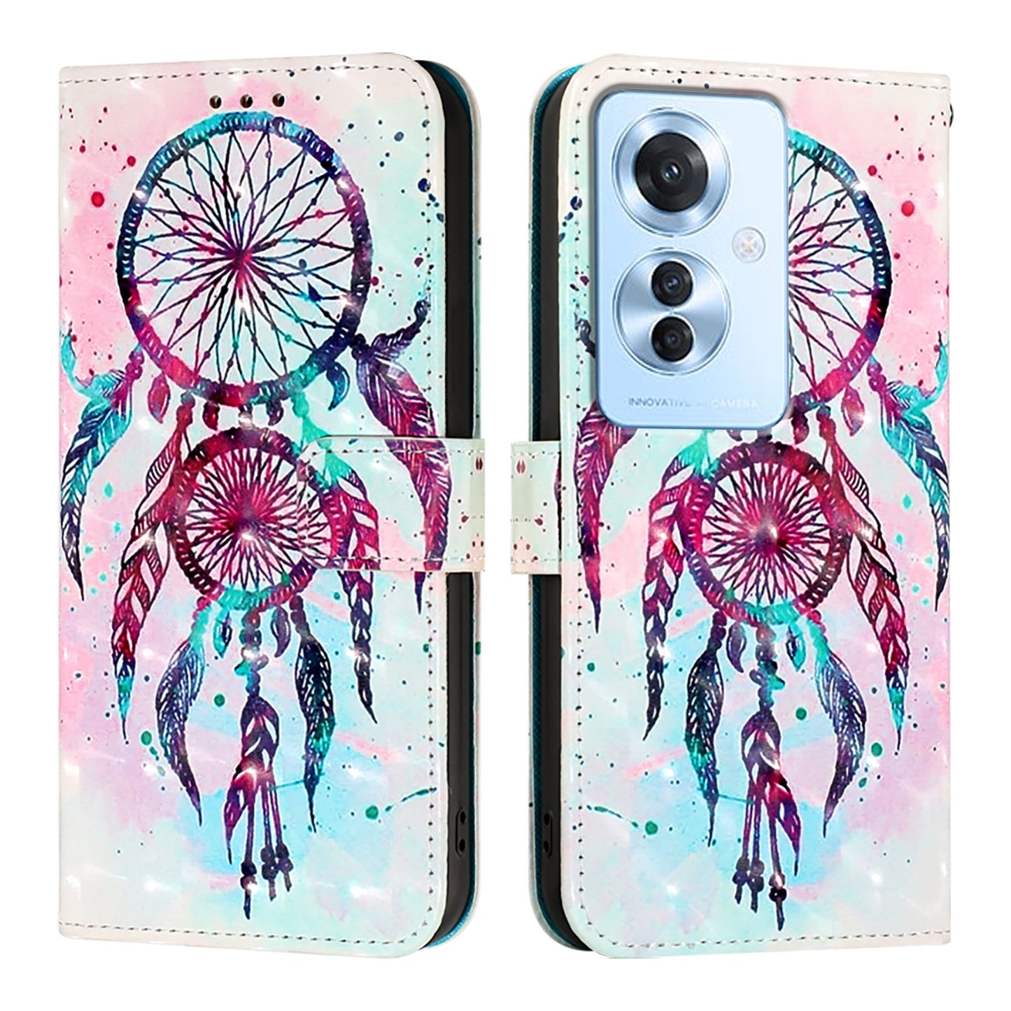 OPPO F25 Pro 5G India Leather Flip Phone Case with 3D Painted Design, Card Holder, Wallet & Stand Function - Durable Protection & Easy Access