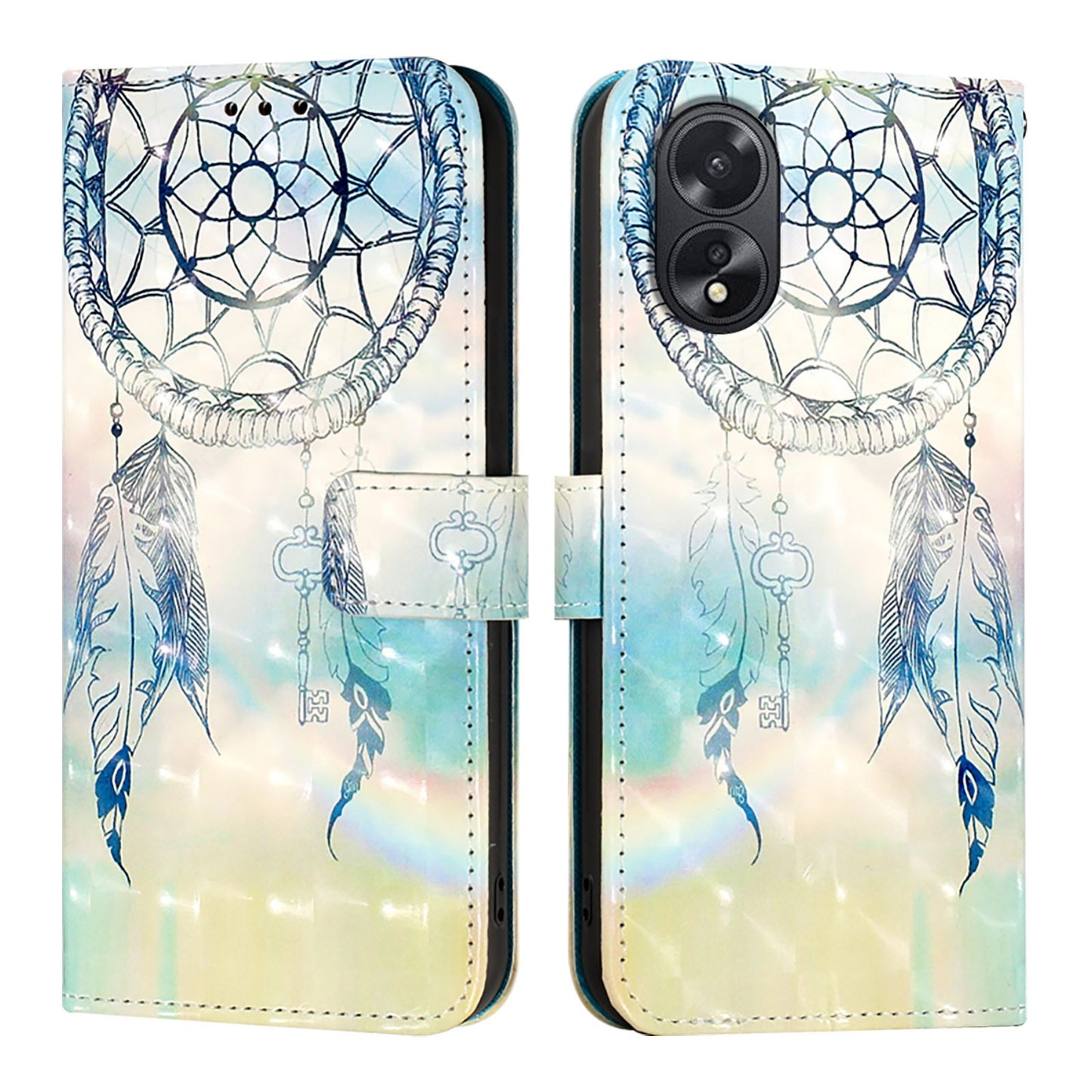 OPPO A38 4G Leather Flip Phone Case with 3D Painted Design, Card Holder, Wallet & Stand Function - Durable Protection & Easy Access