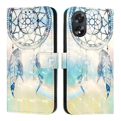 OPPO A38 4G Leather Flip Phone Case with 3D Painted Design, Card Holder, Wallet & Stand Function - Durable Protection & Easy Access