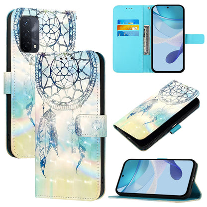 OPPO A74 5G Leather Flip Phone Case with 3D Painted Design, Card Holder, Wallet & Stand Function - Durable Protection & Easy Access