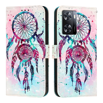 OPPO A77 4G Leather Flip Phone Case with 3D Painted Design, Card Holder, Wallet & Stand Function - Durable Protection & Easy Access
