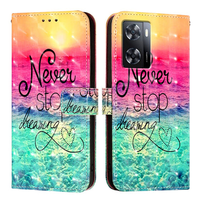 OPPO A77 4G Leather Flip Phone Case with 3D Painted Design, Card Holder, Wallet & Stand Function - Durable Protection & Easy Access