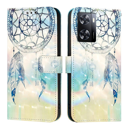 OPPO A57e 4G Leather Flip Phone Case with 3D Painted Design, Card Holder, Wallet & Stand Function - Durable Protection & Easy Access