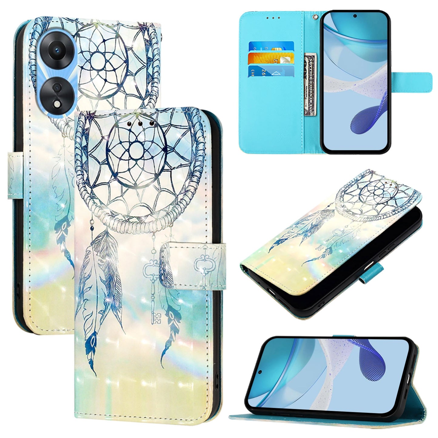 OPPO A78 5G Leather Flip Phone Case with 3D Painted Design, Card Holder, Wallet & Stand Function - Durable Protection & Easy Access