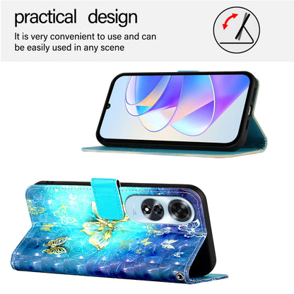 OPPO A60 4G Global Leather Flip Phone Case with 3D Painted Design, Card Holder, Wallet & Stand Function - Durable Protection & Easy Access