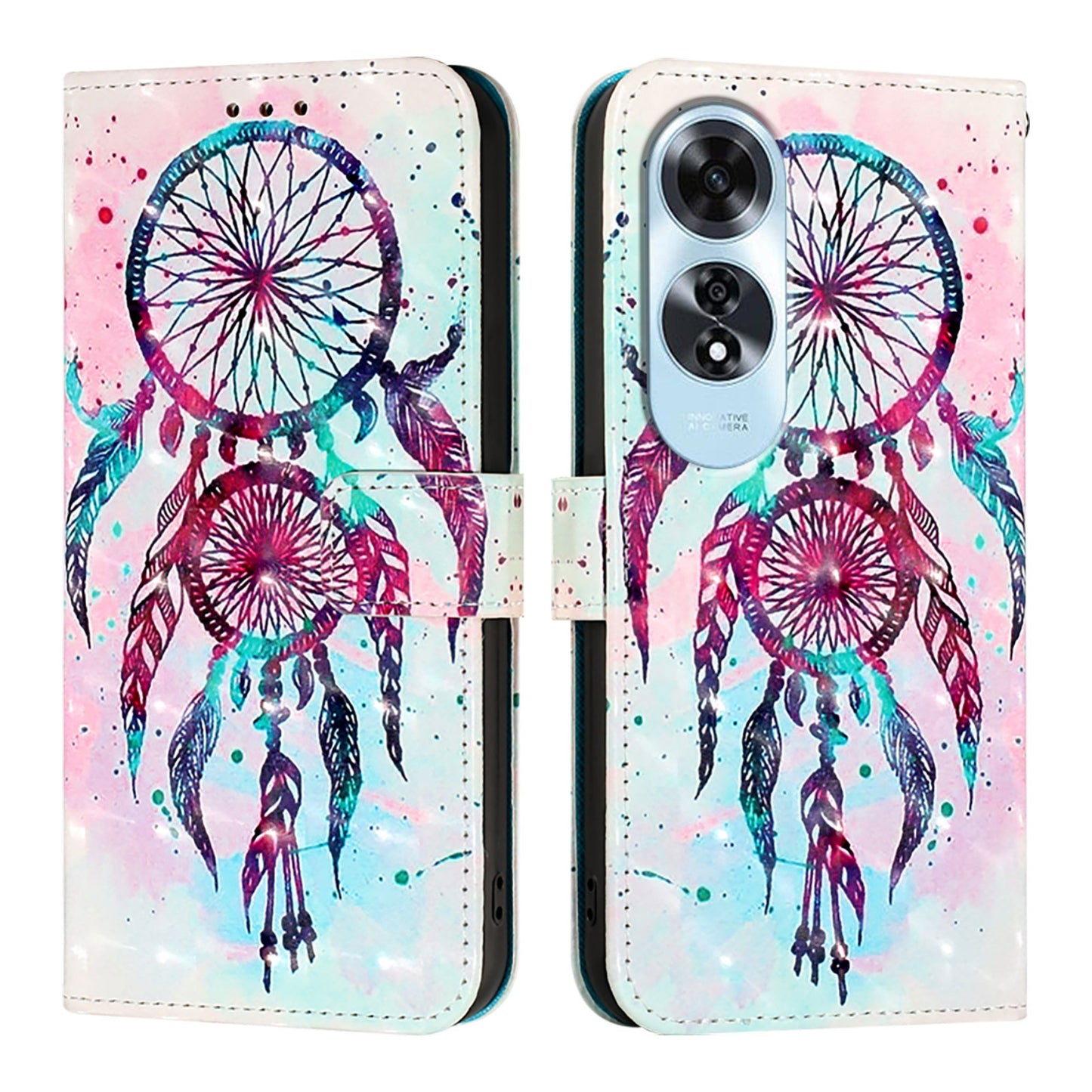 OPPO A60 4G Global Leather Flip Phone Case with 3D Painted Design, Card Holder, Wallet & Stand Function - Durable Protection & Easy Access