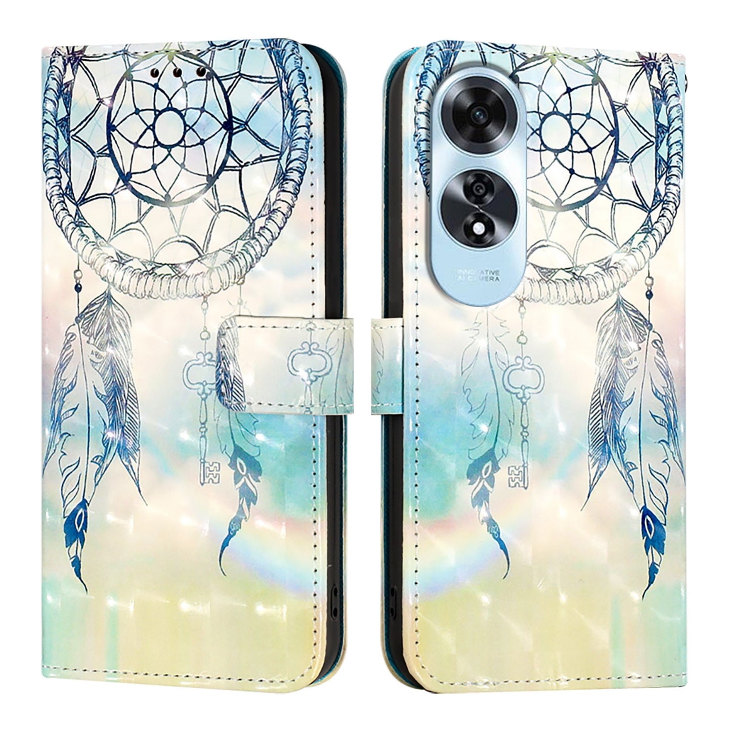 OPPO A60 4G Global Leather Flip Phone Case with 3D Painted Design, Card Holder, Wallet & Stand Function - Durable Protection & Easy Access