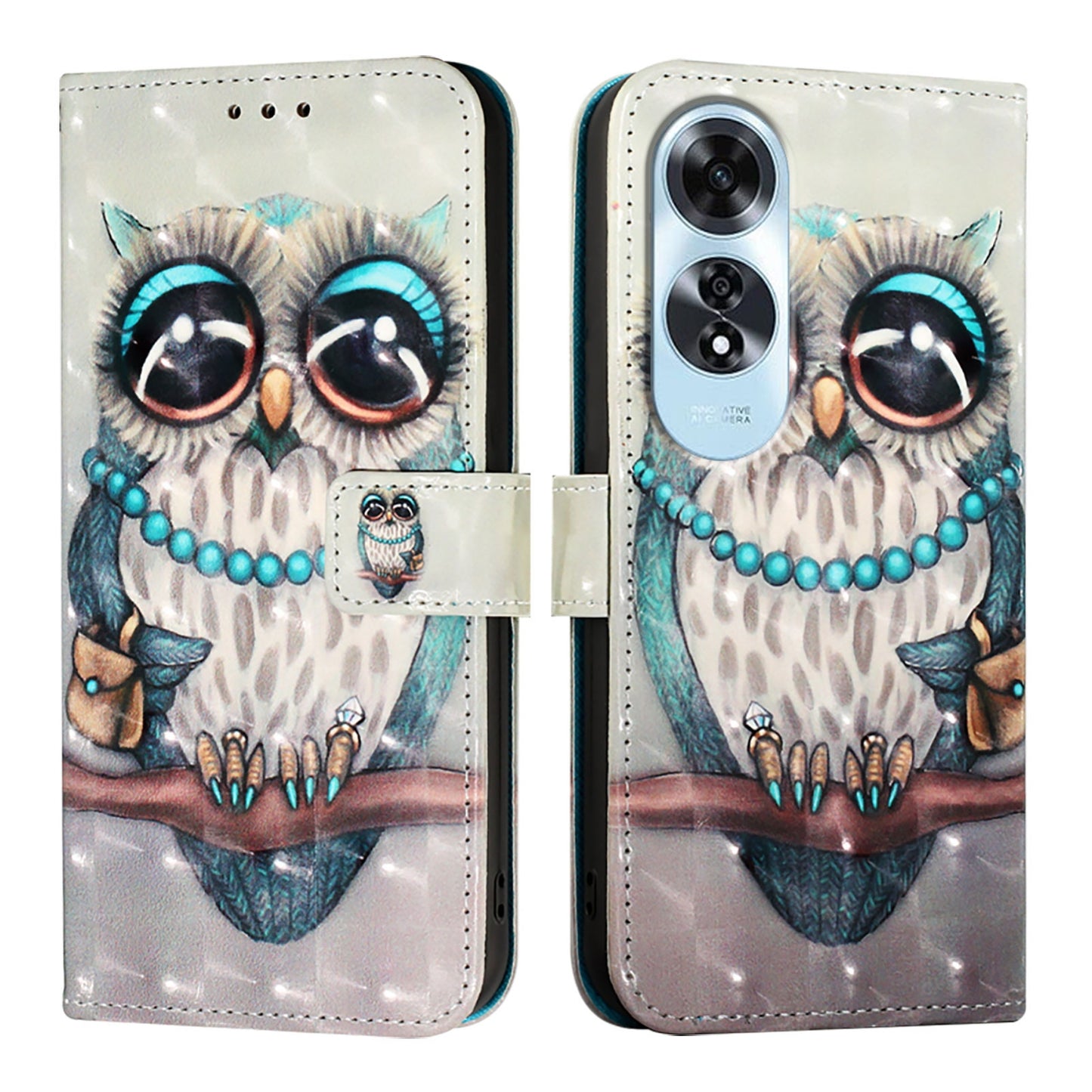 OPPO A60 4G Global Leather Flip Phone Case with 3D Painted Design, Card Holder, Wallet & Stand Function - Durable Protection & Easy Access