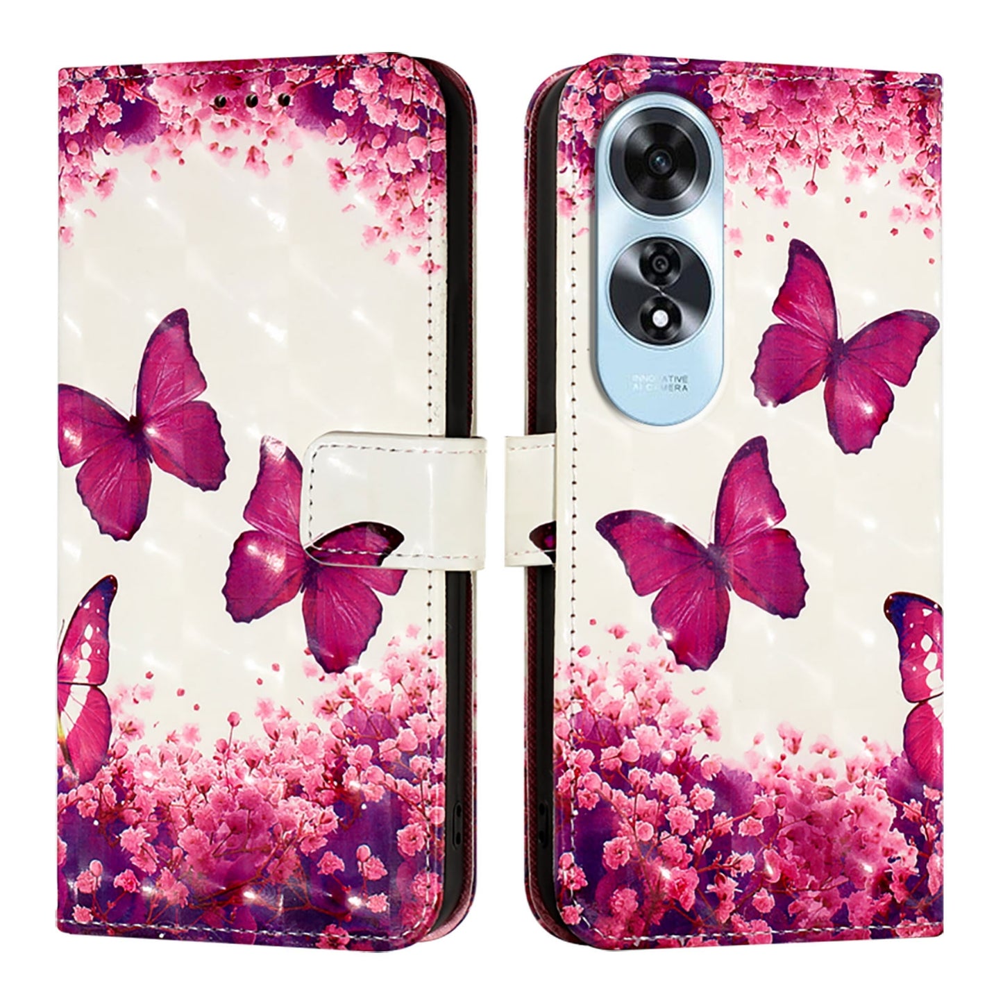 OPPO A60 4G Global Leather Flip Phone Case with 3D Painted Design, Card Holder, Wallet & Stand Function - Durable Protection & Easy Access