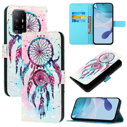 OPPO A95 5G Leather Flip Phone Case with 3D Painted Design, Card Holder, Wallet & Stand Function - Durable Protection & Easy Access
