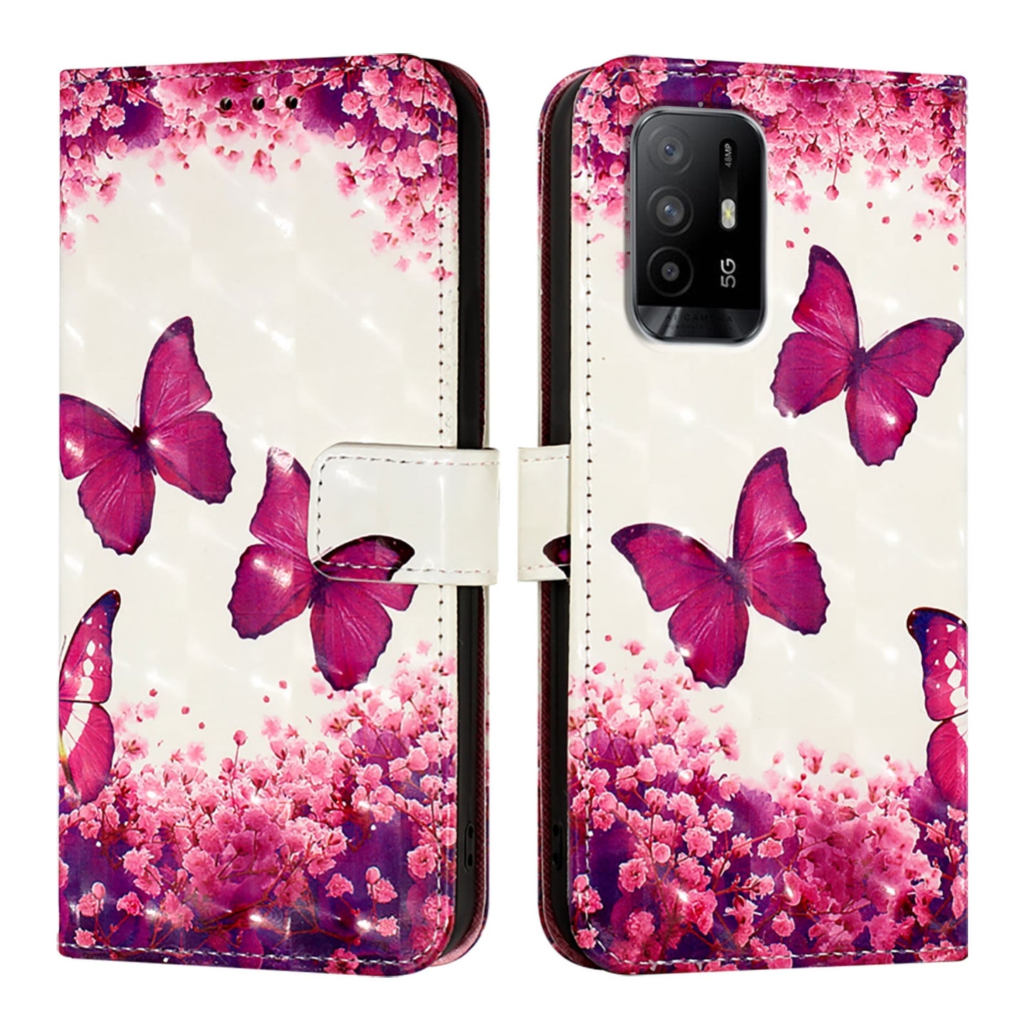 OPPO A95 5G Leather Flip Phone Case with 3D Painted Design, Card Holder, Wallet & Stand Function - Durable Protection & Easy Access