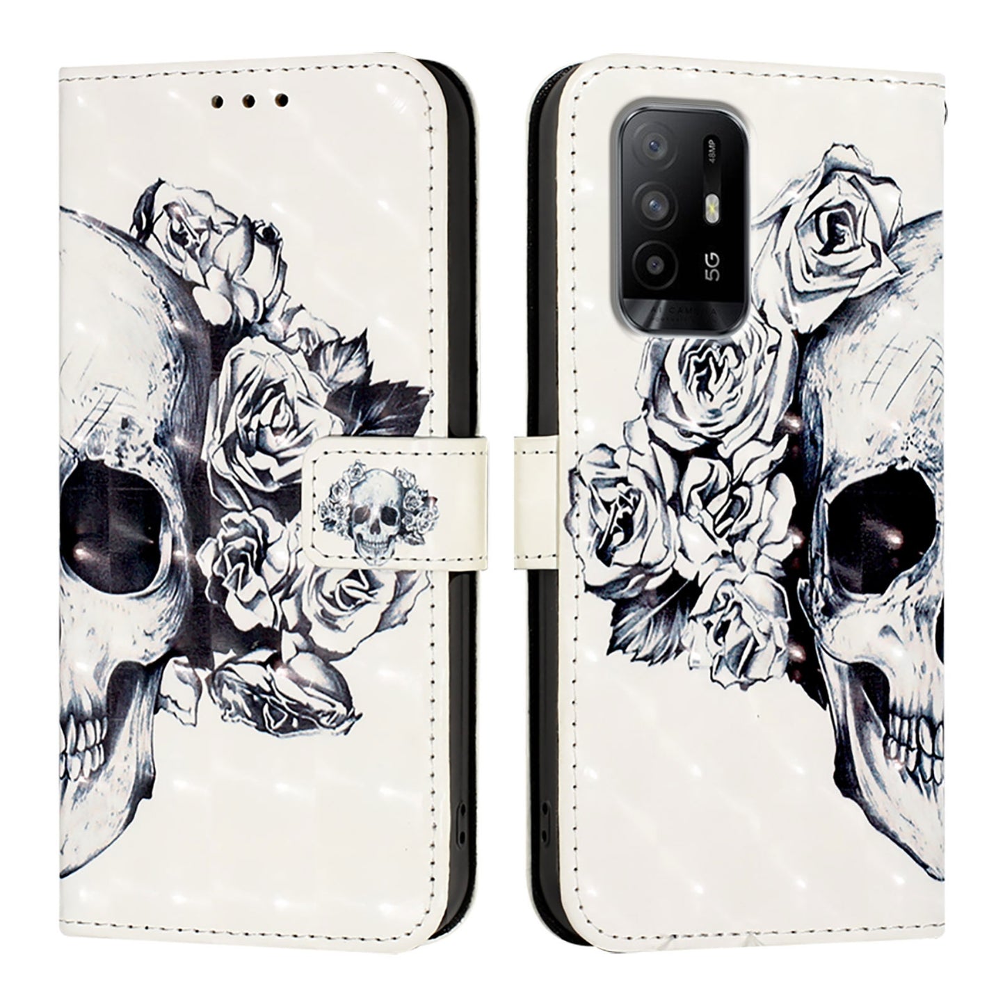 OPPO A95 5G Leather Flip Phone Case with 3D Painted Design, Card Holder, Wallet & Stand Function - Durable Protection & Easy Access