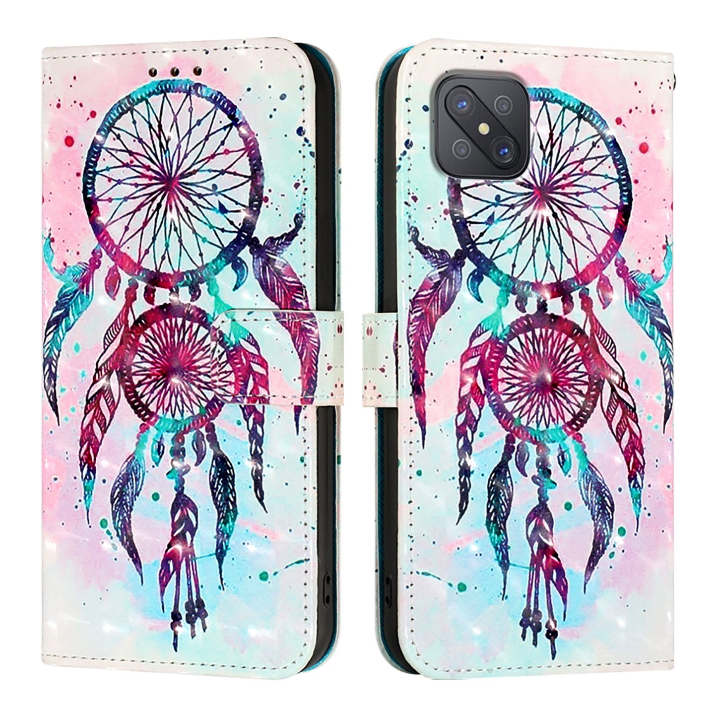 OPPO A92s 5G Leather Flip Phone Case with 3D Painted Design, Card Holder, Wallet & Stand Function - Durable Protection & Easy Access