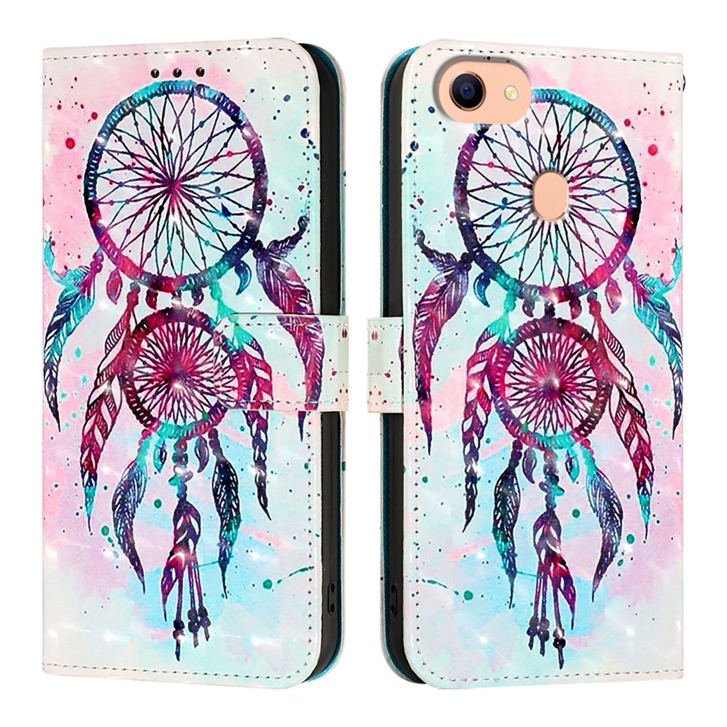 OPPO F17 Leather Flip Phone Case with 3D Painted Design, Card Holder, Wallet & Stand Function - Durable Protection & Easy Access