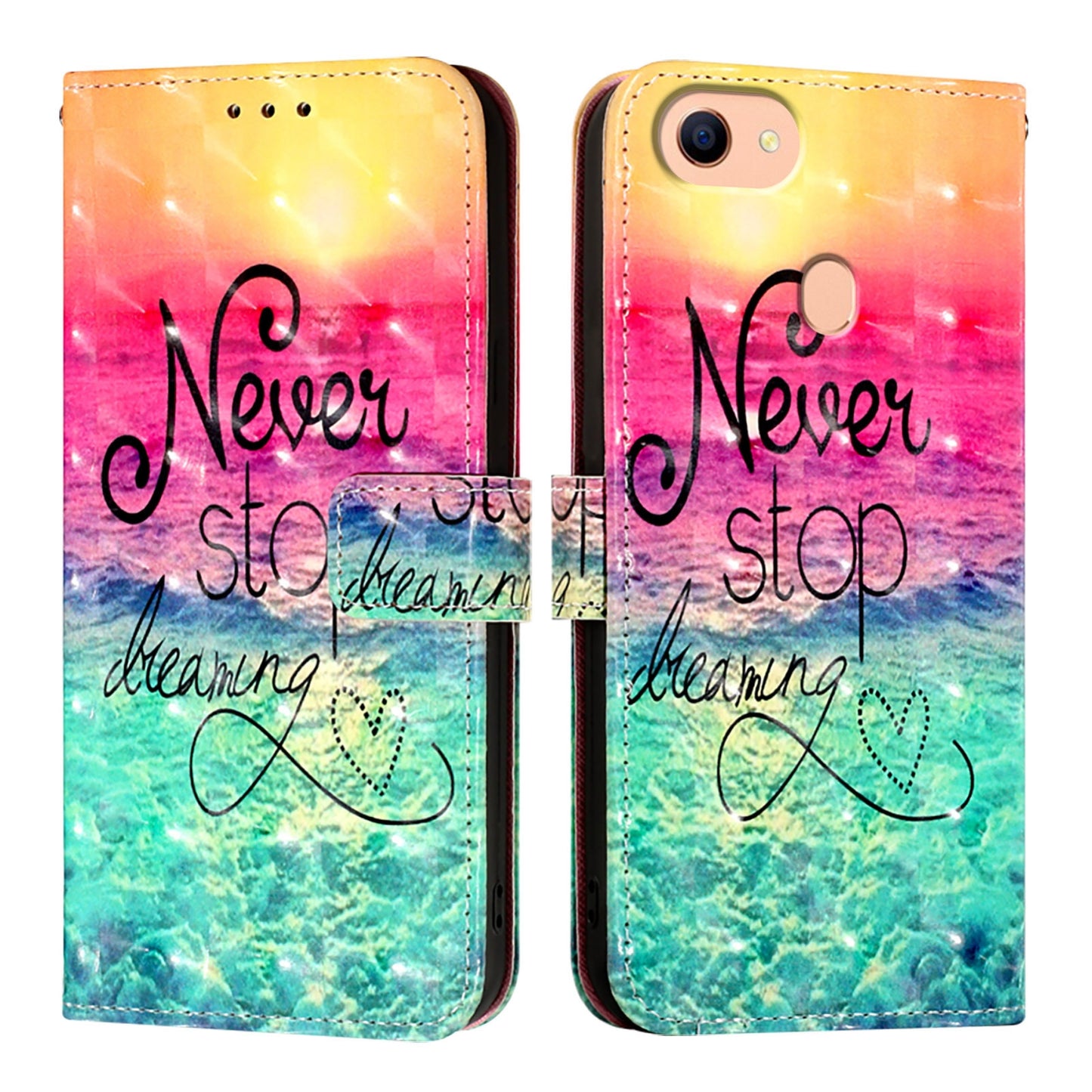 OPPO F17 Leather Flip Phone Case with 3D Painted Design, Card Holder, Wallet & Stand Function - Durable Protection & Easy Access