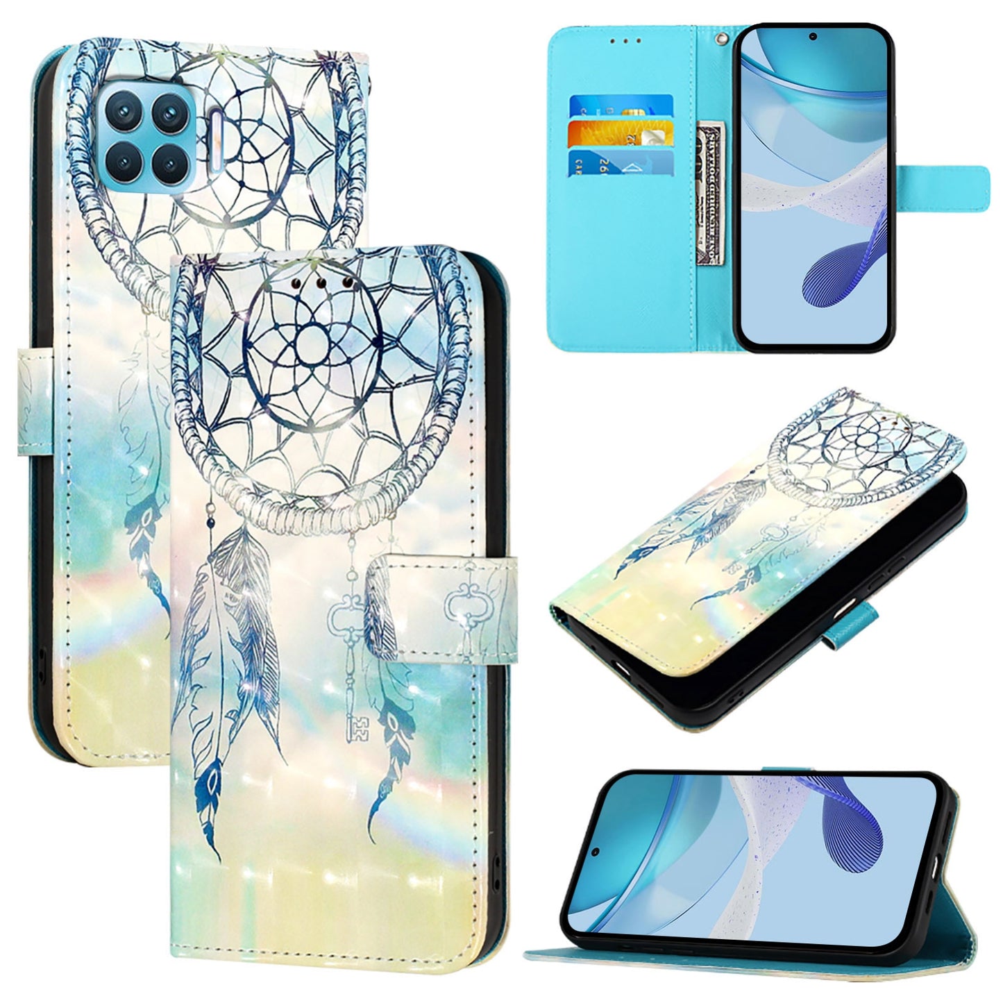 OPPO A93 2020 4G Global Leather Flip Phone Case with 3D Painted Design, Card Holder, Wallet & Stand Function - Durable Protection & Easy Access