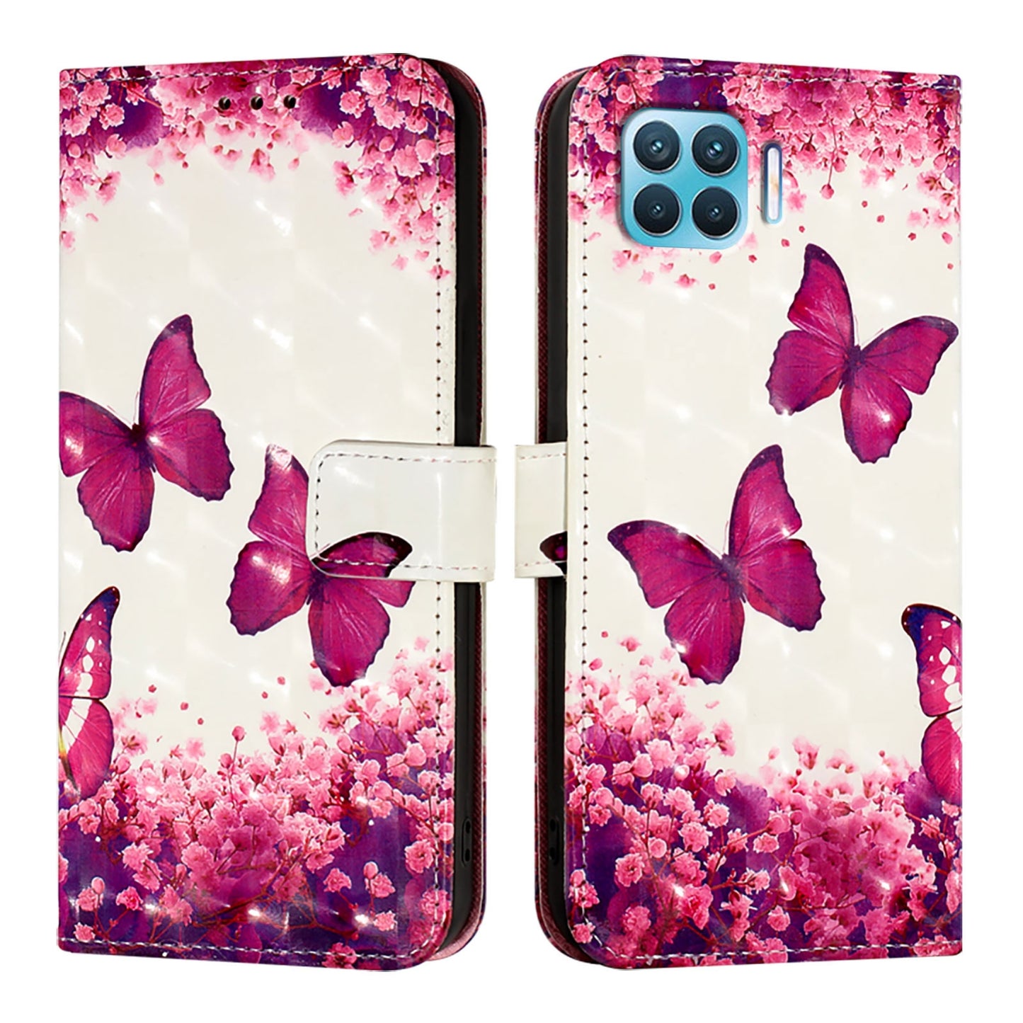 OPPO F17 Pro Leather Flip Phone Case with 3D Painted Design, Card Holder, Wallet & Stand Function - Durable Protection & Easy Access