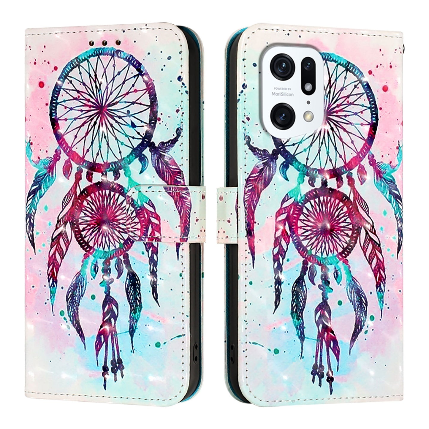 OPPO Find X5 Leather Flip Phone Case with 3D Painted Design, Card Holder, Wallet & Stand Function - Durable Protection & Easy Access