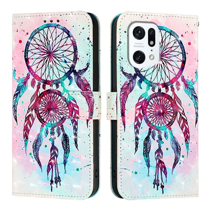 OPPO Find X5 Pro Leather Flip Phone Case with 3D Painted Design, Card Holder, Wallet & Stand Function - Durable Protection & Easy Access