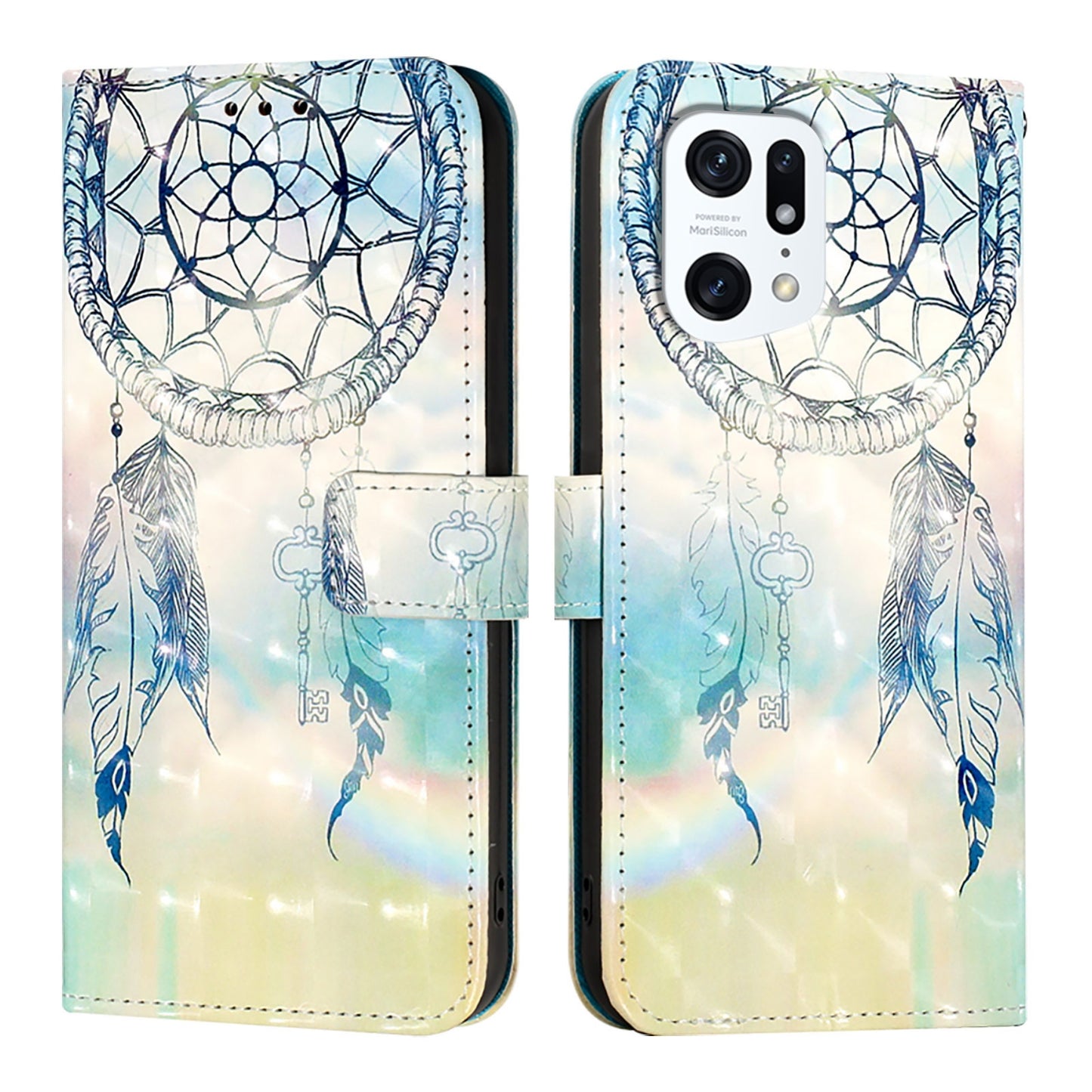 OPPO Find X5 Pro Leather Flip Phone Case with 3D Painted Design, Card Holder, Wallet & Stand Function - Durable Protection & Easy Access