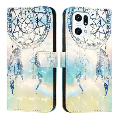 OPPO Find X5 Pro Leather Flip Phone Case with 3D Painted Design, Card Holder, Wallet & Stand Function - Durable Protection & Easy Access