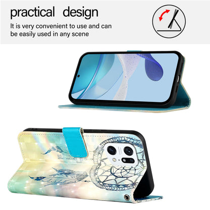 OPPO Find X5 Pro Leather Flip Phone Case with 3D Painted Design, Card Holder, Wallet & Stand Function - Durable Protection & Easy Access