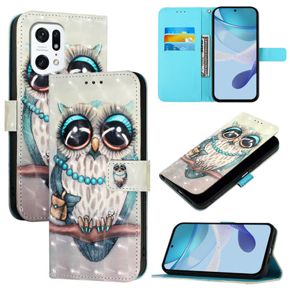 OPPO Find X5 Pro Leather Flip Phone Case with 3D Painted Design, Card Holder, Wallet & Stand Function - Durable Protection & Easy Access