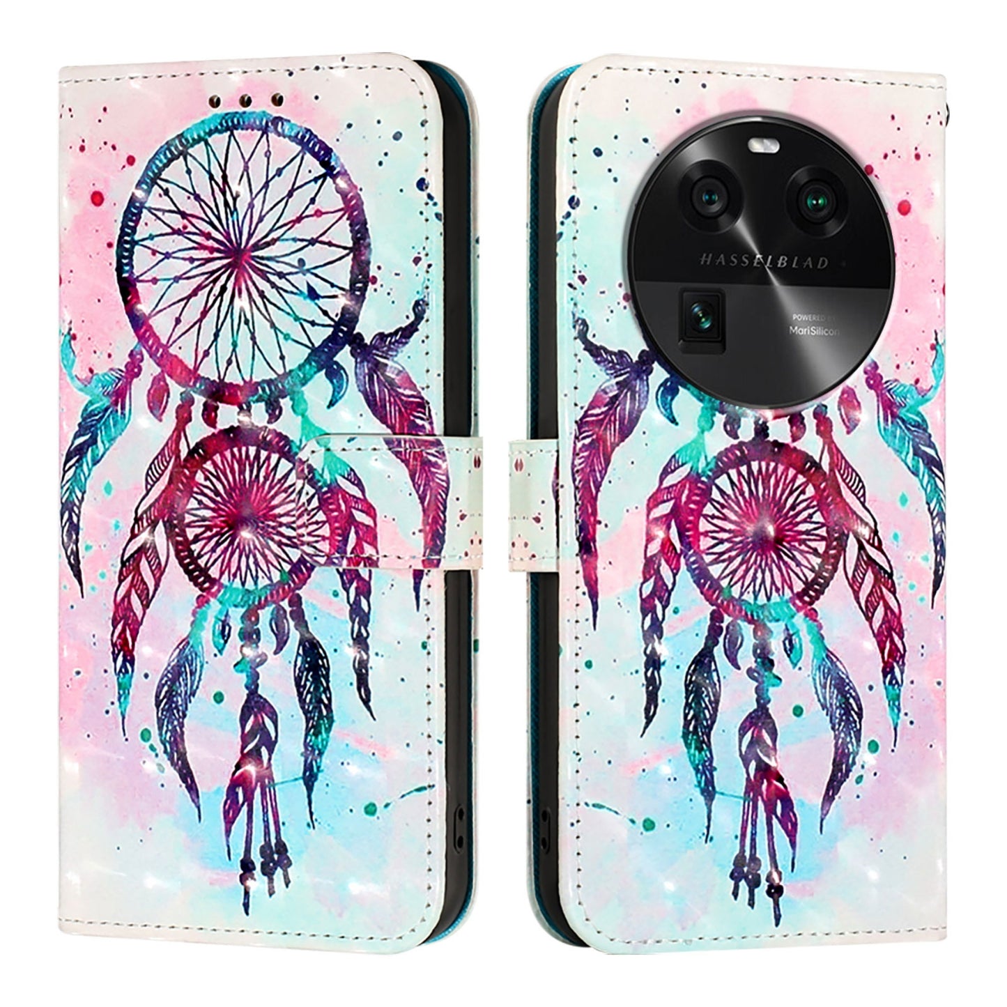 OPPO Find X6 Leather Flip Phone Case with 3D Painted Design, Card Holder, Wallet & Stand Function - Durable Protection & Easy Access