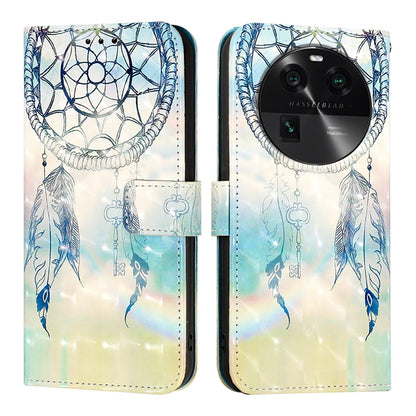 OPPO Find X6 Leather Flip Phone Case with 3D Painted Design, Card Holder, Wallet & Stand Function - Durable Protection & Easy Access