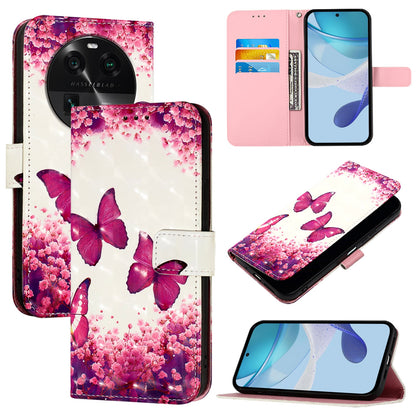 OPPO Find X6 Leather Flip Phone Case with 3D Painted Design, Card Holder, Wallet & Stand Function - Durable Protection & Easy Access