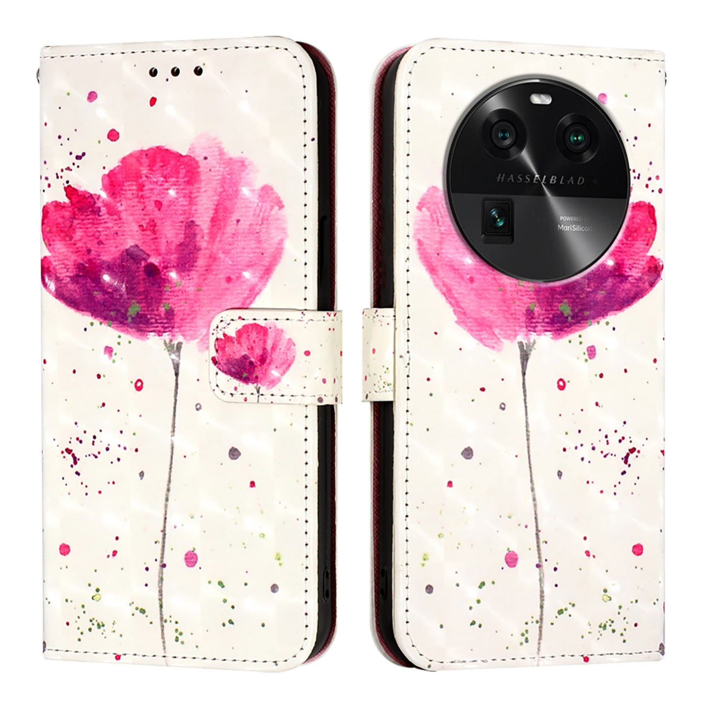 OPPO Find X6 Leather Flip Phone Case with 3D Painted Design, Card Holder, Wallet & Stand Function - Durable Protection & Easy Access