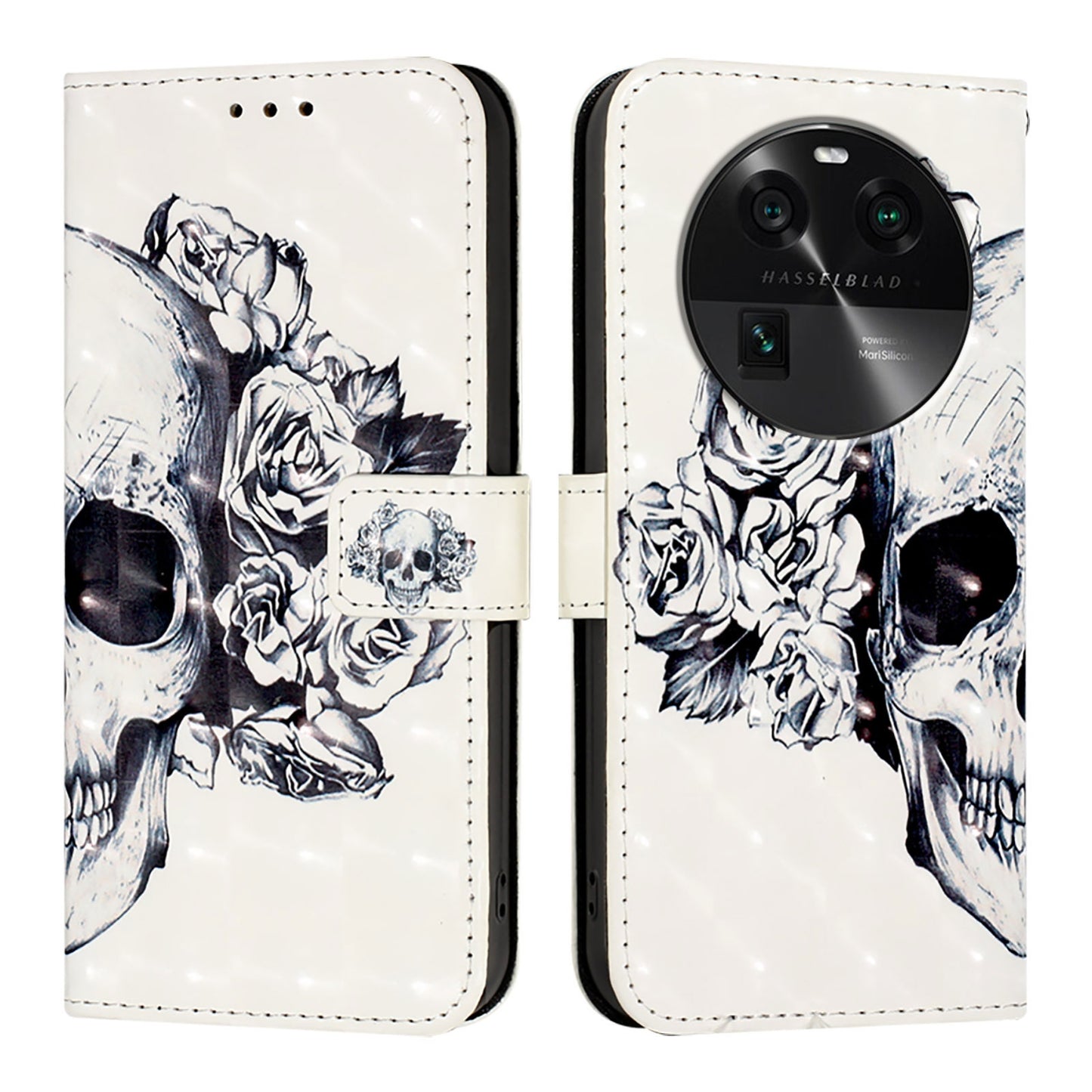 OPPO Find X6 Leather Flip Phone Case with 3D Painted Design, Card Holder, Wallet & Stand Function - Durable Protection & Easy Access