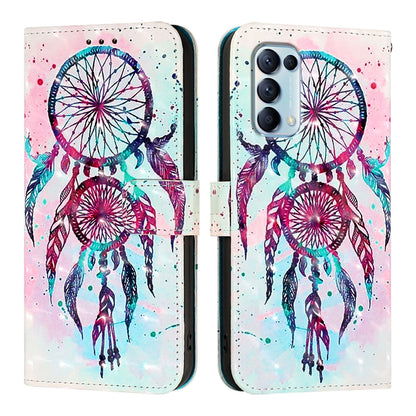 OPPO Reno5 4G/5G Leather Flip Phone Case with 3D Painted Design, Card Holder, Wallet & Stand Function - Durable Protection & Easy Access