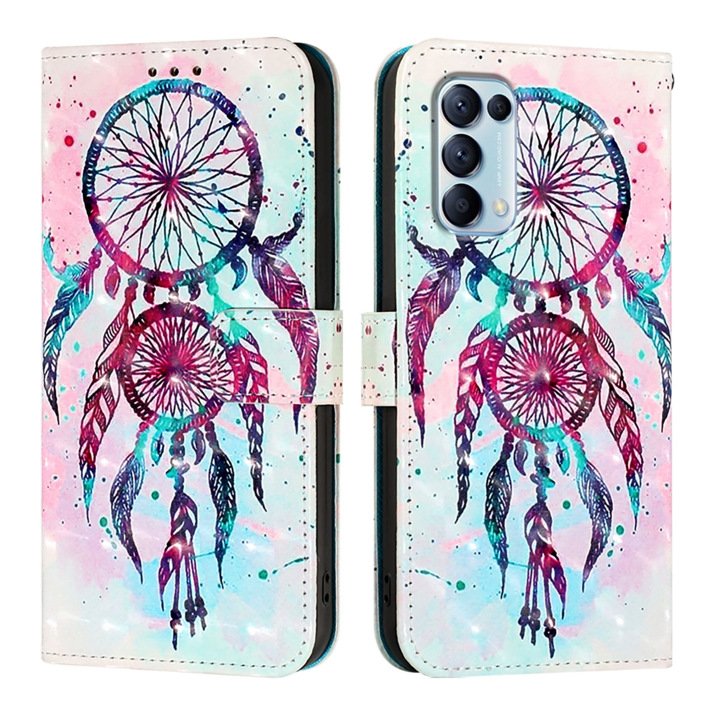 OPPO Find X3 Lite Leather Flip Phone Case with 3D Painted Design, Card Holder, Wallet & Stand Function - Durable Protection & Easy Access